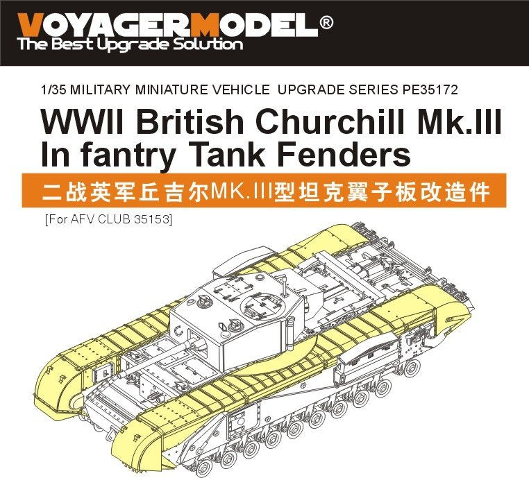 Garde-boues pour char d&amp;#39;infanterie britannique Churchill Mk.III de la Seconde Guerre mondiale, modèle Voyager PE35172, pour AFV CLUB 35153, échelle 1/35