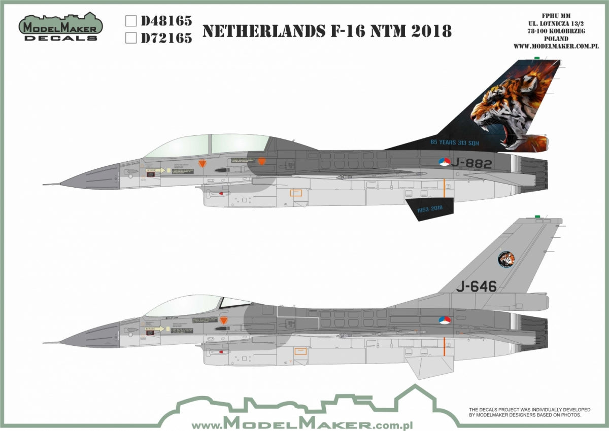ModelMaker Decals D48165 Netherlands F-16 NTM 2018 1/48