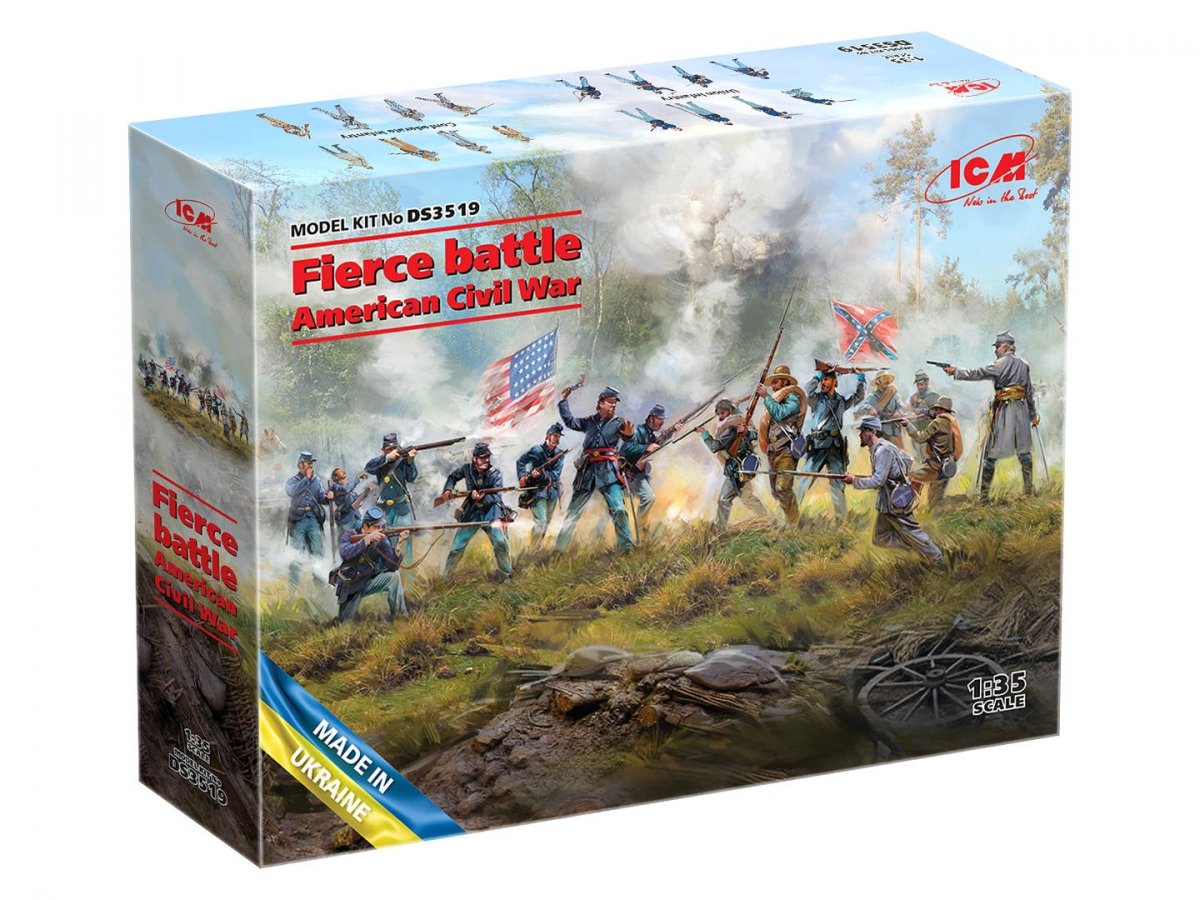 ICM DS3519 Fierce battle. American Civil War Union Infantry. Set 2, Confederate Infantry. Set 2 1/35 – zdjęcie 2