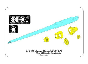Aber 35L-215 Barrel for German 8,8cm Kw.K 43 (L/71) gun used on Tiger B Porsche turret-late for TAKOM model 1/35 – imagen 5