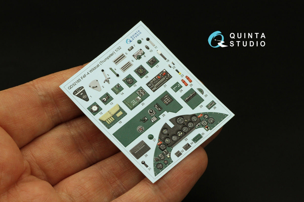 Quinta Studio QD32185 F4F-4 Wildcat 3D-Printed coloured Interior on decal paper (Trumpeter) 1/32 – imagen 4