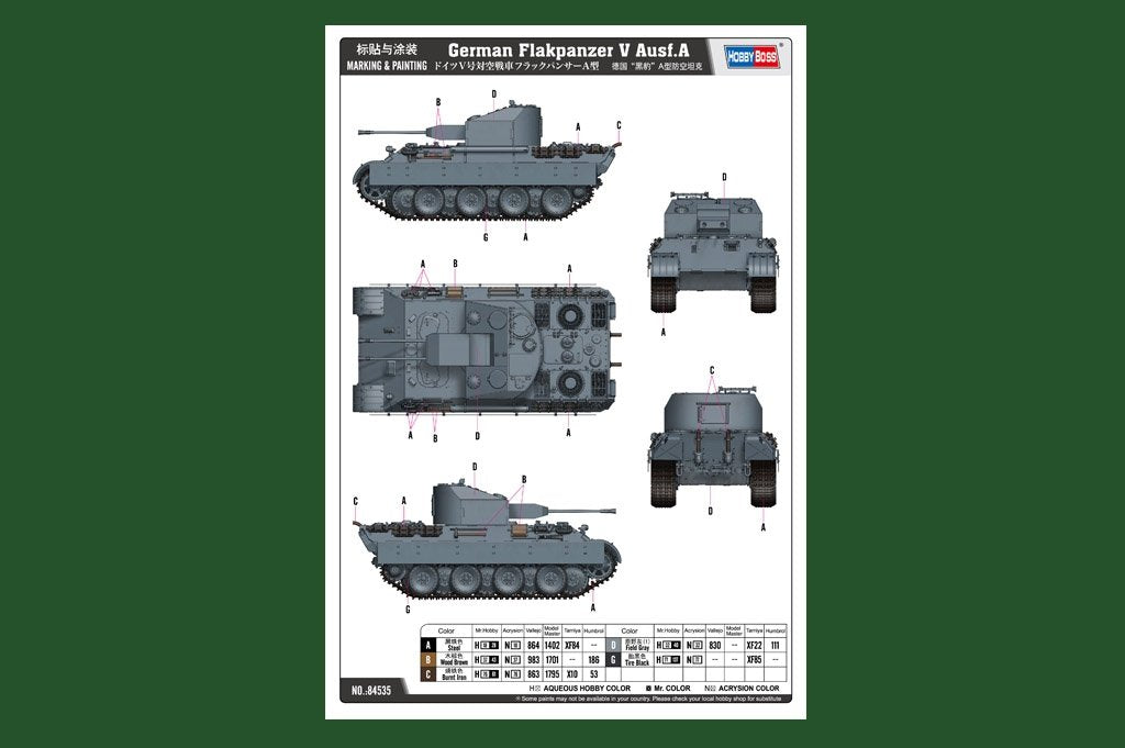 Hobby Boss 84535 German Panther A-type anti-aircraft tank 1/35 – imagen 4