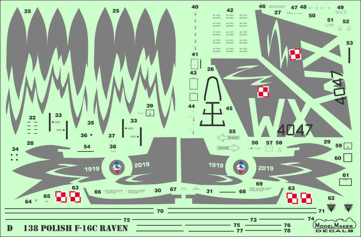 ModelMaker Decals D48138 Polish F-16C RAVEN 100th Anniversary of Polish Air Force 1/48 – zdjęcie 3