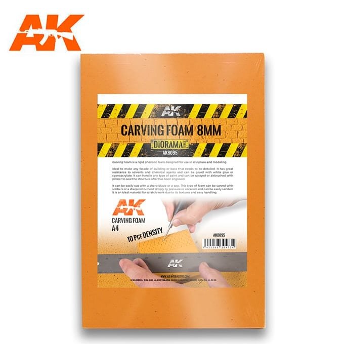 AK Interactive AK8095 CARVING FOAM 8MM A4 SIZE (pianka do rzeźbienia)