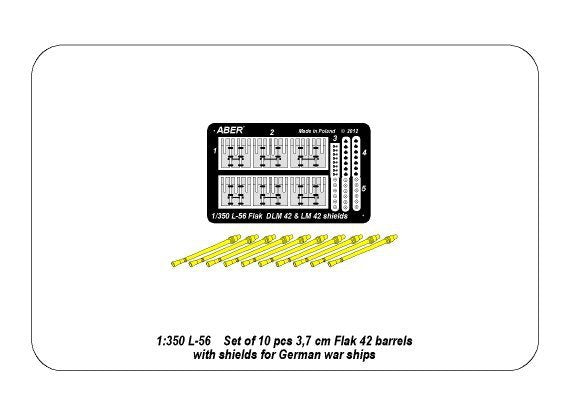 Aber 350L-56 Ships gun barrels in 1/350 scale Set of 10 pcs 3,7cm barrels for German Flak 42 with shields 1/350 – Bild 5