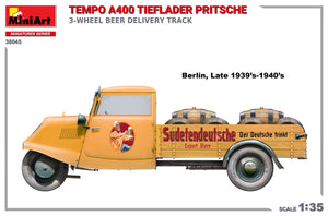 MiniArt 38045 TEMPO A400 TIEFLADER PRITSCHE 3-WHEEL BEER DELIVERY TRUCK 1/35 – Bild 3