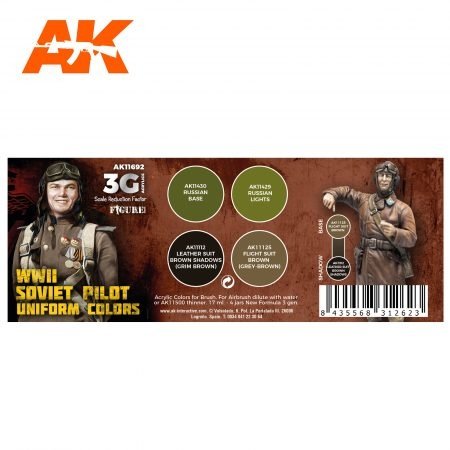 AK Interactive AK11692 Couleurs d&amp;#39;uniforme de pilote soviétique de la Seconde Guerre mondiale 4x17 ml – image 2