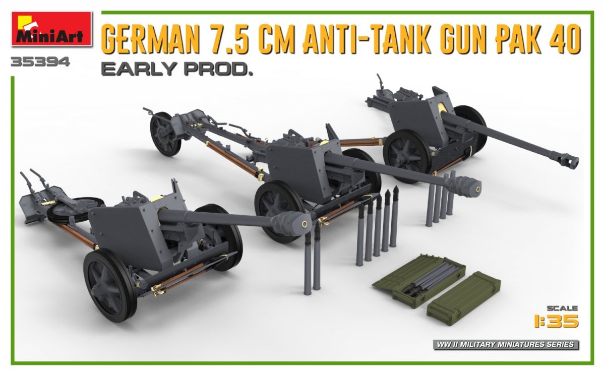 MiniArt 35394 GERMAN 7.5CM ANTI-TANK GUN PAK 40. EARLY PROD 1/35 – Bild 4