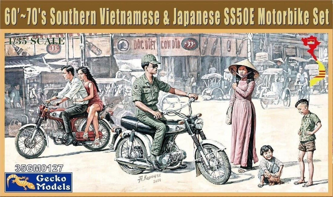 Gecko Models 35GM0127 60’~70's Southern Vietnamese & Japanese SS50E Motorbike Set 1/35
