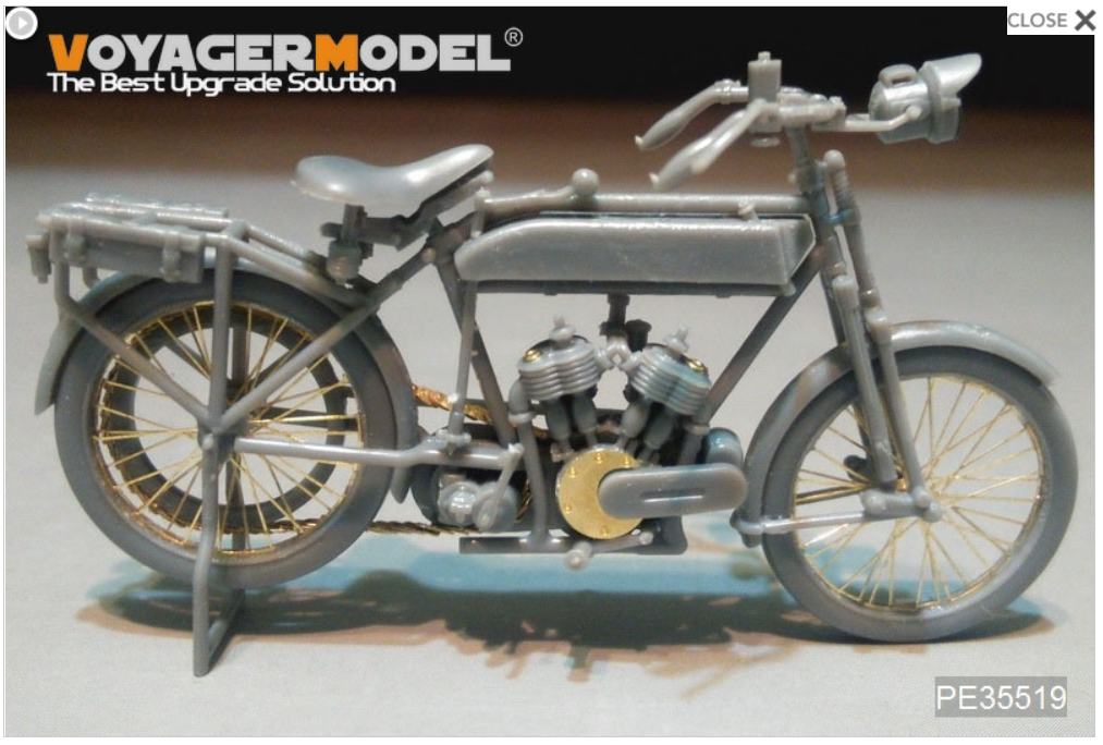 Voyager Model PE35519 WWI French Peugeol 1917 750cc cyl Motorcycle For MENG HS-005 1/35 – image 3