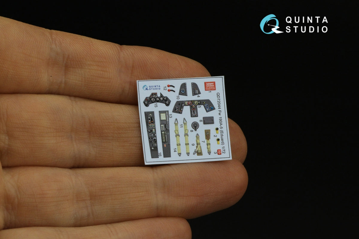 Quinta Studio QD72044 Fw 190A-5 3D-Printed &amp;amp; coloured Interior on decal paper (Eduard) 1/72 – immagine 10
