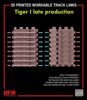 Rye Field Model 2030 TIGER I LATE PRODUTION 3D PRINTED WORKABLE TRACK 1/35