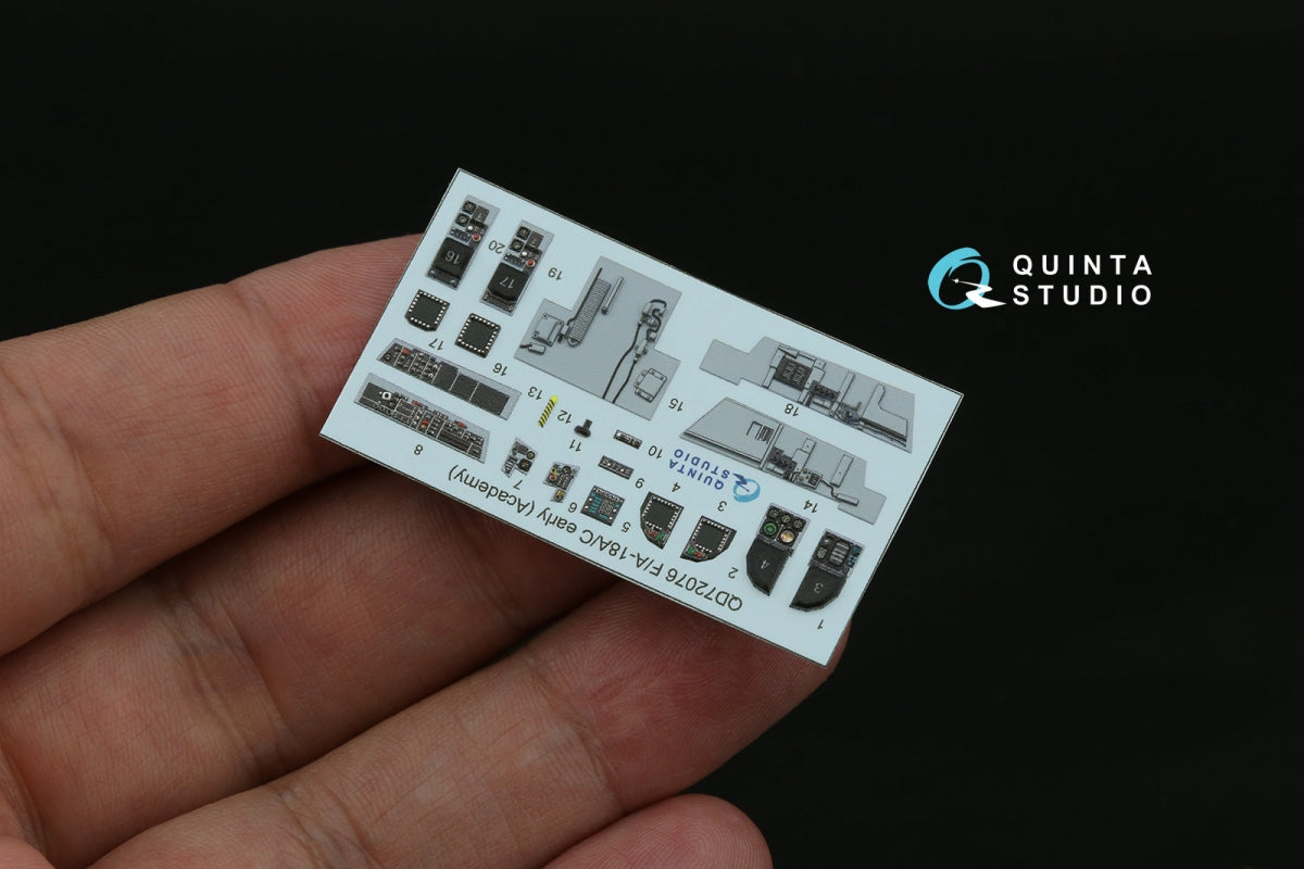 Quinta Studio QD72076 F/A-18A/C early 3D-Printed &amp;amp; coloured Interior on decal paper (Academy) 1/72 – imagen 5