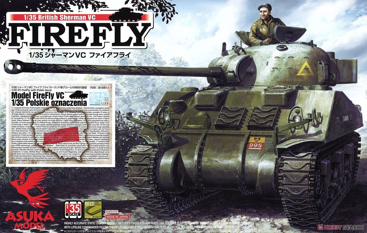Asuka 35-009SA Sherman FireFly VC avec marquages ​​polonais 1/35 
