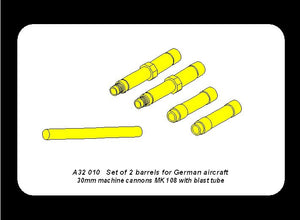 Aber A32010 Set of 2 barrels for German aircraft 30mm machine cannons MK 108 with blast tube 1/32 – imagen 8