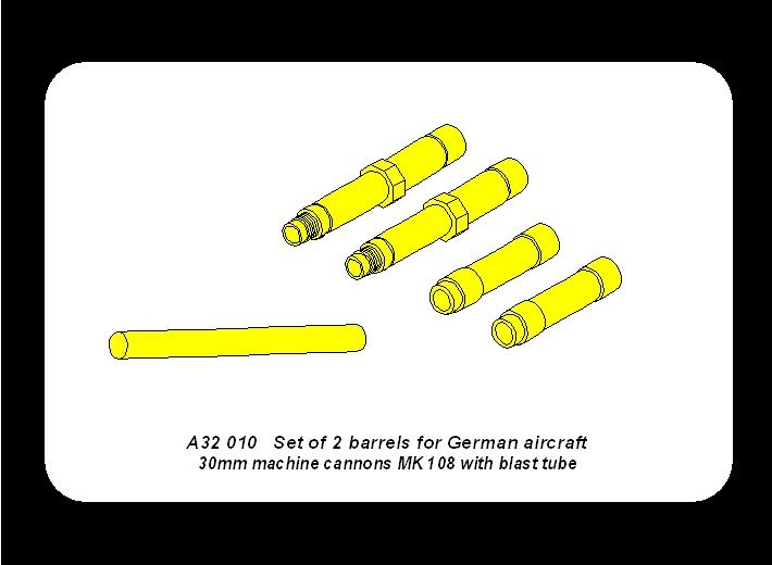 Aber A32010 Set of 2 barrels for German aircraft 30mm machine cannons MK 108 with blast tube 1/32 – imagen 8