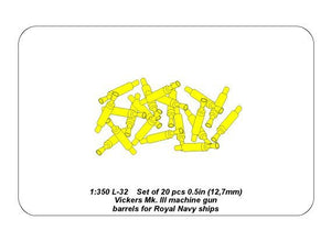 Aber 350L-32 Set of 20 pcs 0,5in (12,7mm) Vickers Mk.III machine gun barrels for Royal Navy ships 1/350 – imagen 5