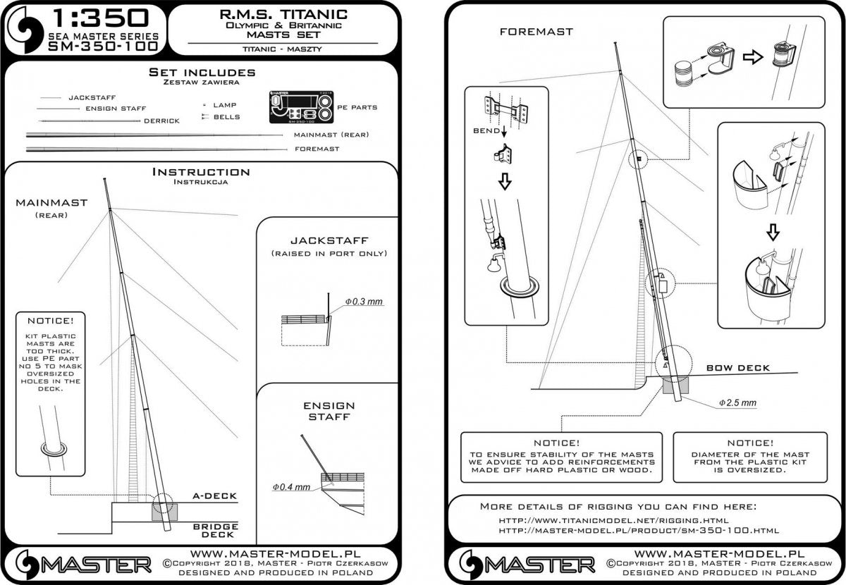Master SM-350-100 R.M.S. Titanic (Olympic, Britannic) – zestaw masztów 1/350 – zdjęcie 3