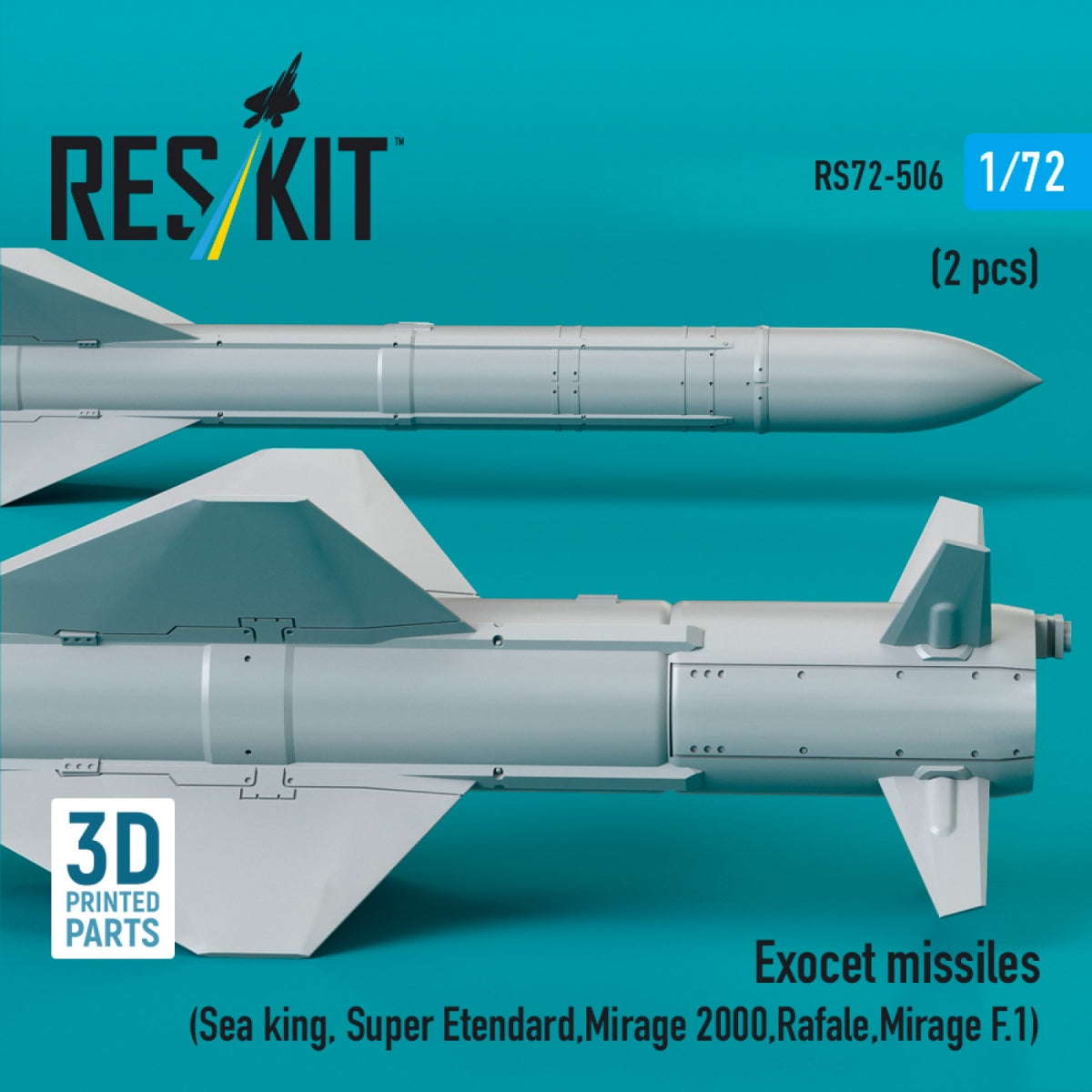 RESKIT RS72-0506 Exocet missiles (2 pcs) (3D Printed) 1/72 – imagen 2