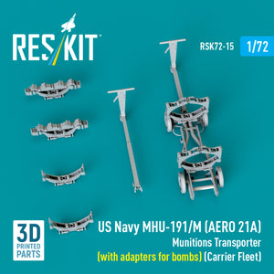 RESKIT RSK72-0015 US NAVY MHU-191/M (AERO 21A) Transporteur de munitions (avec adaptateurs pour bombes) (Porte-avions, C-130) (Maquette imprimée en 3D) 1/72 – image 3