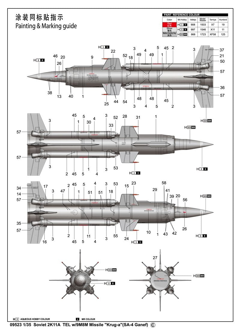 Trumpeter 09523 Soviet 2K11A TEL w/9M8M Missile Krug-a SA-4 Ganef 1/35 – immagine 4