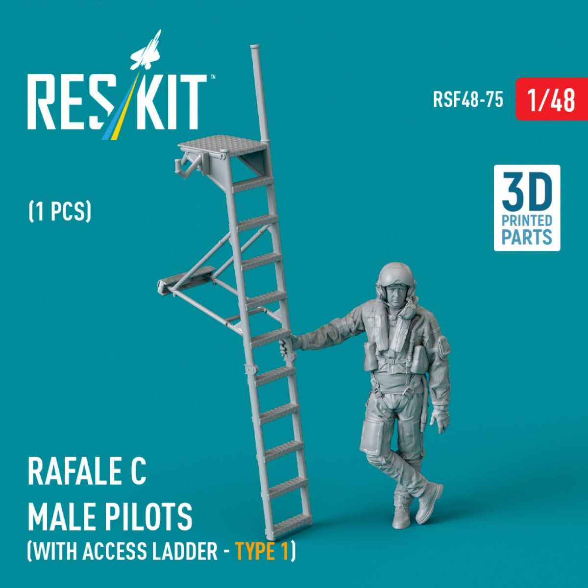 RESKIT RSF48-0075 Figurine de pilote Rafale C (avec échelle d'accès - type 1) (1 pièce) (Impression 3D) 1/48