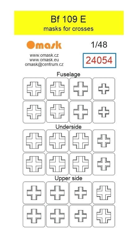 Omask 24054 Bf 109 E masks for crosses 1/48