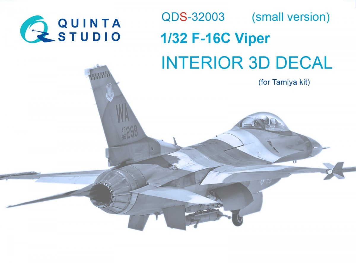 Quinta Studio QDS-32003 F-16C 3D-Printed &amp; colored Interior on decal paper (Tamiya) (small version) 1/32