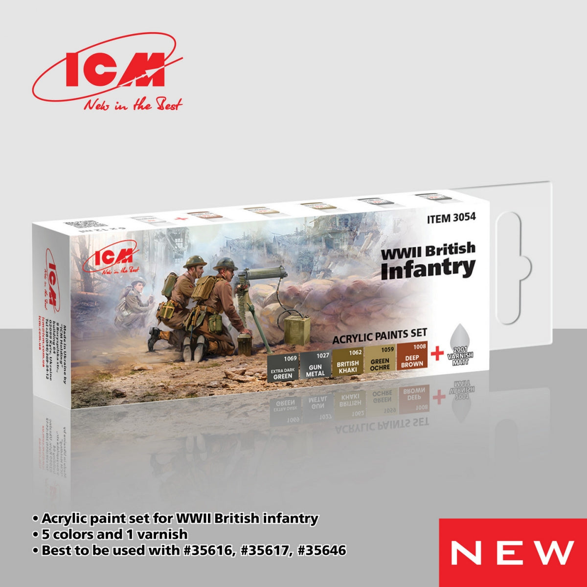 ICM 3054 Acrylic paints set for WWII British infantry 12 ml x 6