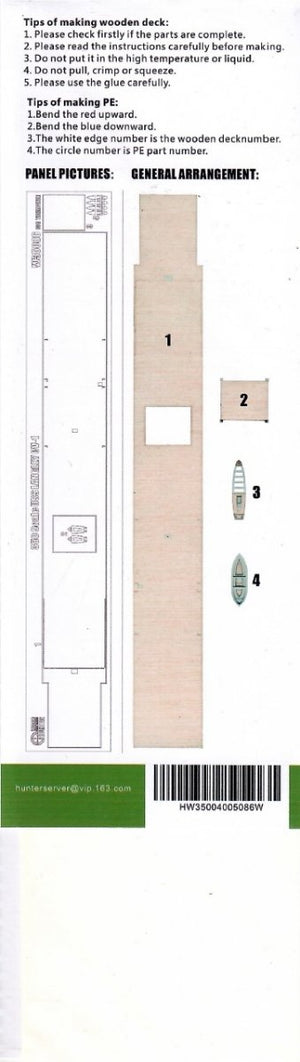 Wood Hunter W35086 USS Langley CV-1 Wooden Deck for Trumpeter 05631 1/350 – imagen 2