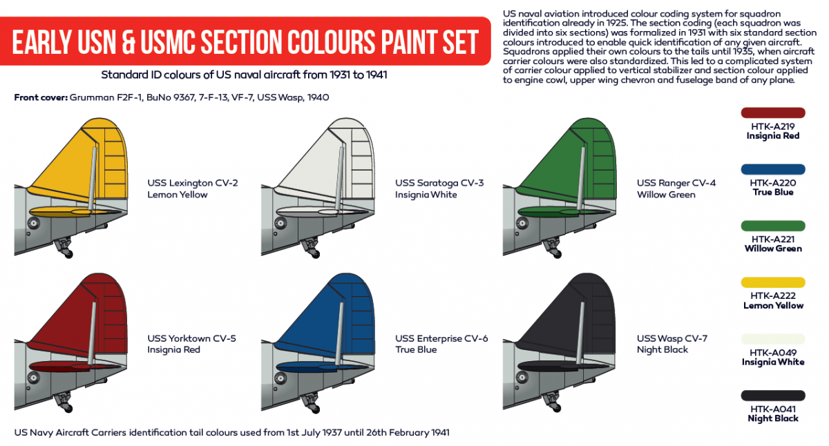 Hataka Hobby HTK-AS54 Early USN &amp;amp; USMC section Colours Set (6x17ml) – Bild 2