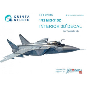 Quinta Studio QD72015 MiG-31DZ 3D-Printed &amp;amp; coloured Interior on decal paper (for Trumpeter kit) 1/72
