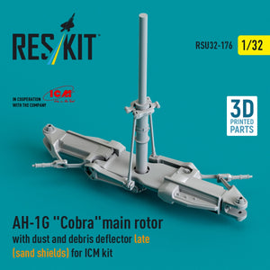 RESKIT RSU32-0176 AH-1G &amp;quot;Cobra&amp;quot; main rotor with dust and debris deflector (sand shields) late version for ICM kit (3D Printed) 1/32 – immagine 2