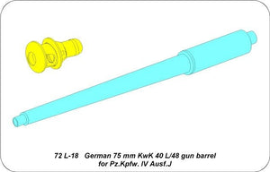 Aber 72L-18 Lufa 75mm KwK40L/48 do czołgu Panzer IV Ausf. J / German 75mm KwK 40 L/48 gun barrel for Pz.Kpfw. IV Ausf.J 1/72 – immagine 4