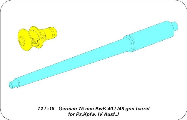Aber 72L-18 Lufa 75mm KwK40L/48 do czołgu Panzer IV Ausf. J / German 75mm KwK 40 L/48 gun barrel for Pz.Kpfw. IV Ausf.J 1/72 – immagine 4