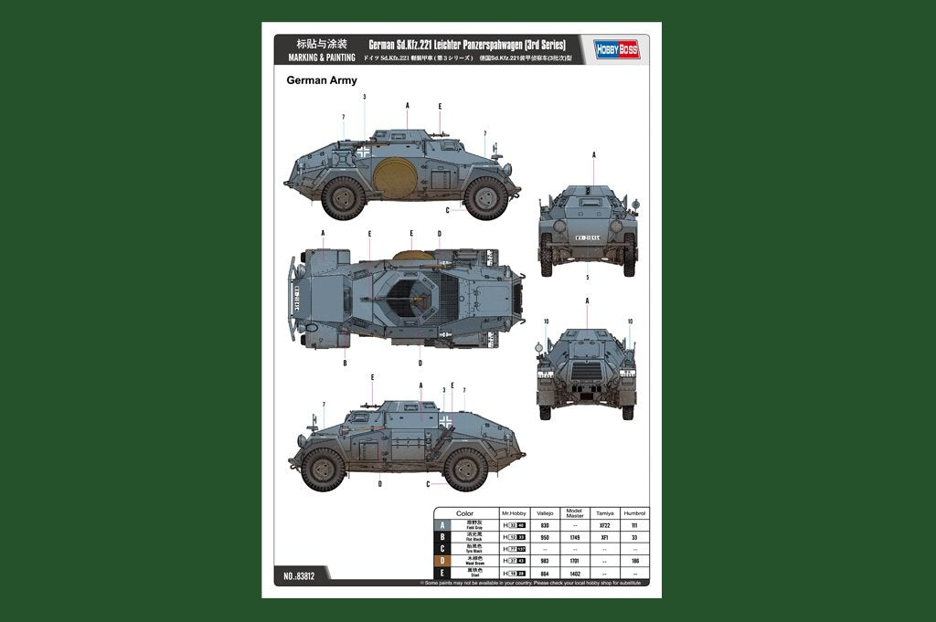 Hobby Boss 83812 allemand Sd.Kfz.221 Leichter Panzerspahwagen (3e série)  – image 3