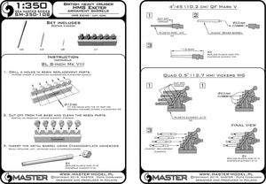 Master SM-350-108 HMS Exeter (1939) - lufy uzbrojenia - 8in (6 szt.), 4in (4 szt.), Vickers 0.5 in (8 szt.) z żywicznymi elementami do osadzenia luf (do modelu Trumpetera) 1/350 – immagine 5