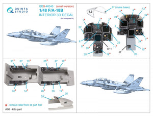 Quinta Studio QDS-48345 F/A-18B 3D-Printed &amp;amp; coloured Interior on decal paper (Hasegawa) (Small version) 1/48 – Bild 2