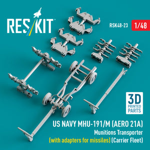 RESKIT RSK48-0023 US NAVY MHU-191/M (AERO 21A) Transporteur de munitions (avec adaptateurs pour missiles) (Flotte de porte-avions) (Maquette imprimée en 3D) 1/48 – image 3