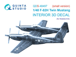 Intérieur coloré imprimé en 3D sur papier décalcomanie pour F-82H Twin Mustang (Modèles) (Petite version) Quinta Studio QDS-48497 (Échelle 1/48)