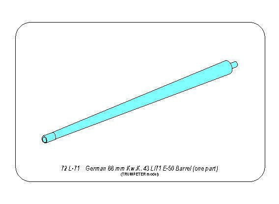 Aber 72L-71 Germ.88 mm Kw.K. 43 L/71 E-50 Barrel (one part) 1/72 – imagen 8
