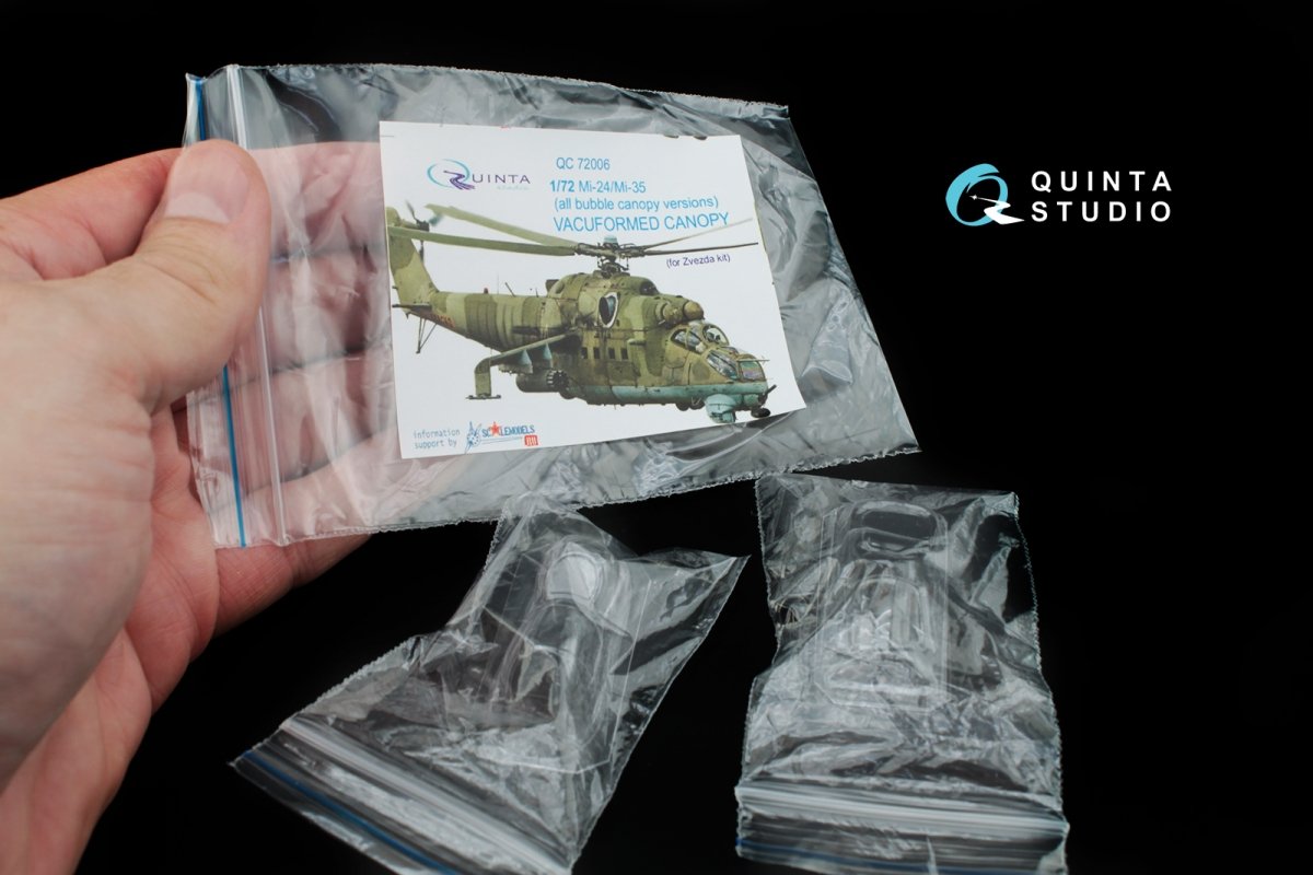 Quinta Studio QC72006 Mi-24/35 all bubble-version vacuformed clear canopy (for Zvezda kit) 1/72 – zdjęcie 4