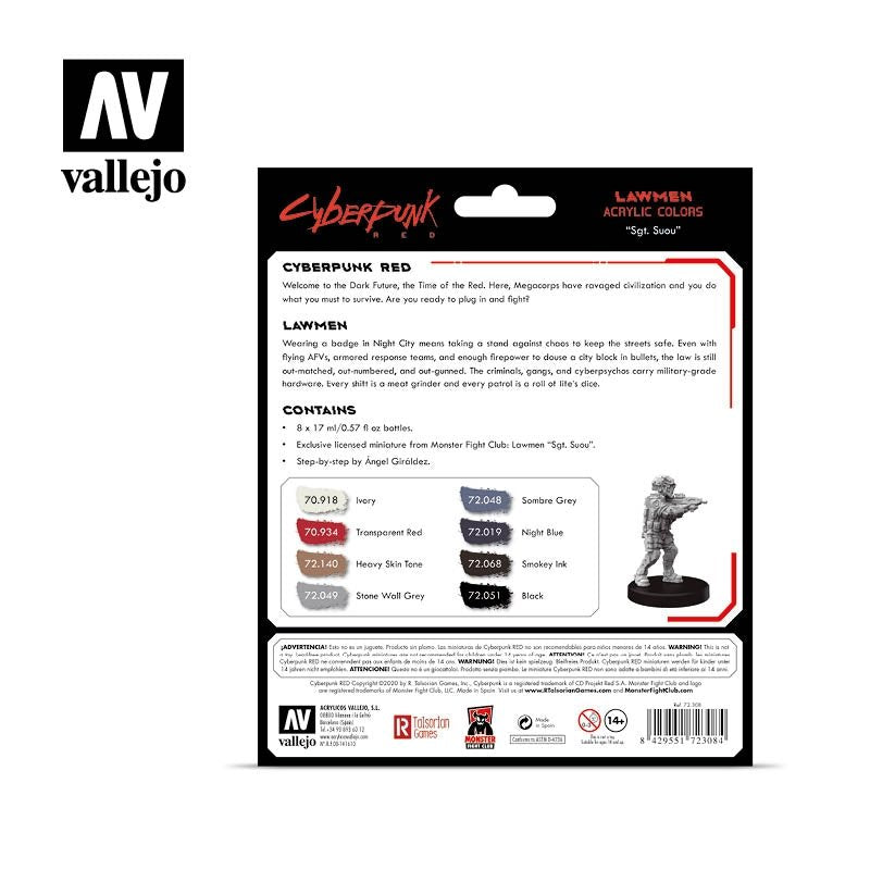 Vallejo 72308 Cyberpunk RED Lawmen Paint Set 8x17ml – imagen 2