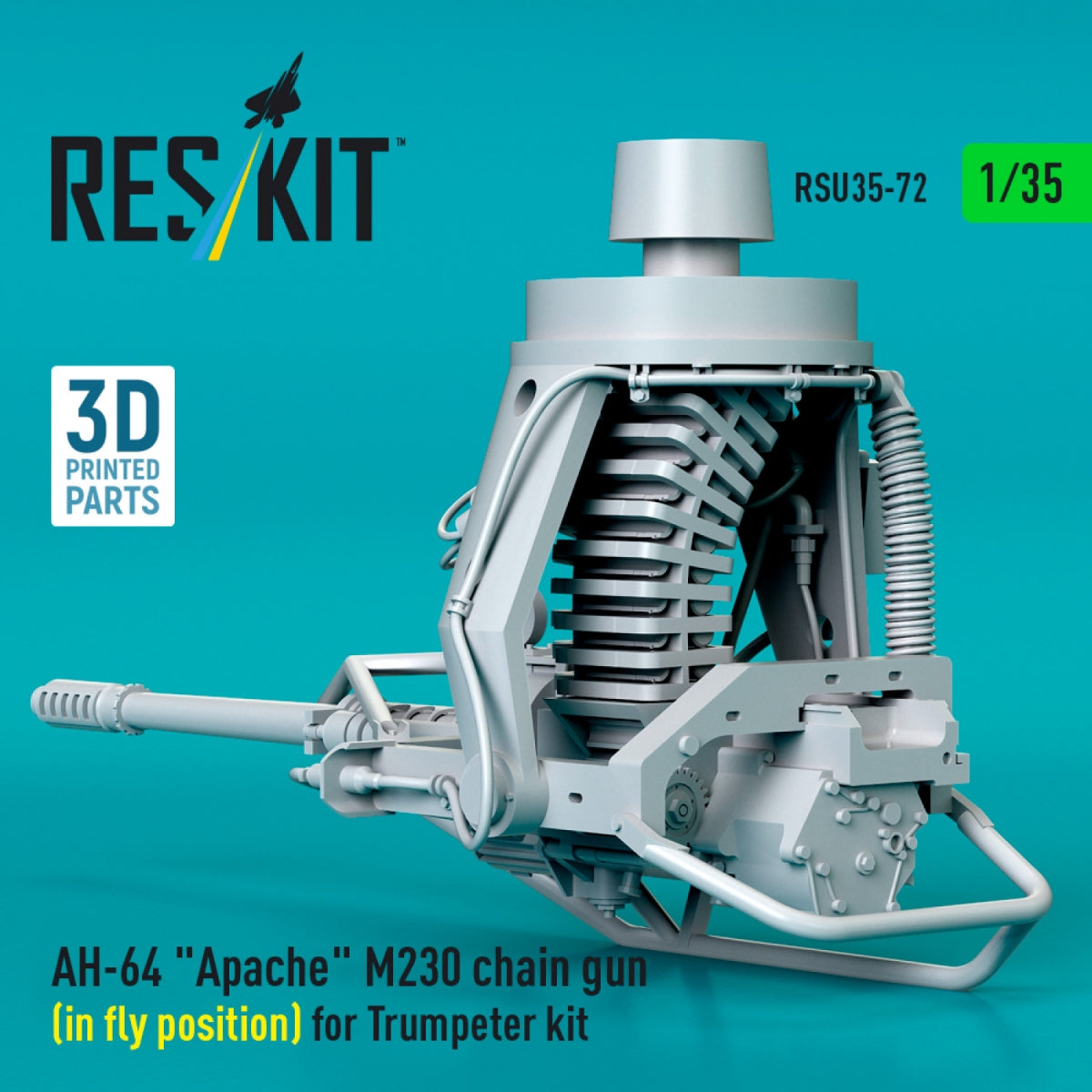 RESKIT RSU35-0072 AH-64 &amp;quot;Apache&amp;quot; M230 chain gun (in fly position) for Trumpeter kit (3D Printed) 1/35 – Bild 3