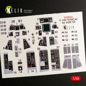 KELIK K48064 F-14D TOMCAT INTERIOR 3D DECALS FOR AMK KIT 1/48 – imagen 3