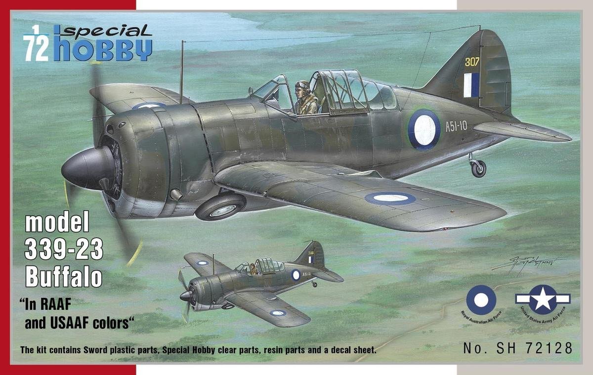 Maquette Special Hobby 72128 Buffalo modèle 339-23 aux couleurs de la RAAF et de l'USAAF (1/72)