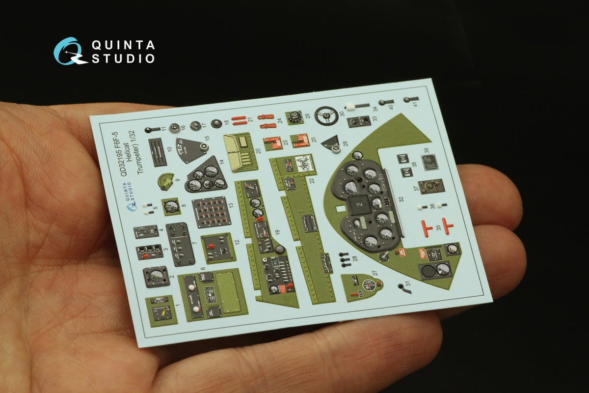 Quinta Studio QD32195 F6F-5 Hellcat 3D-Printed &amp;amp; coloured Interior on decal paper (Trumpeter) 1/32 – imagen 4