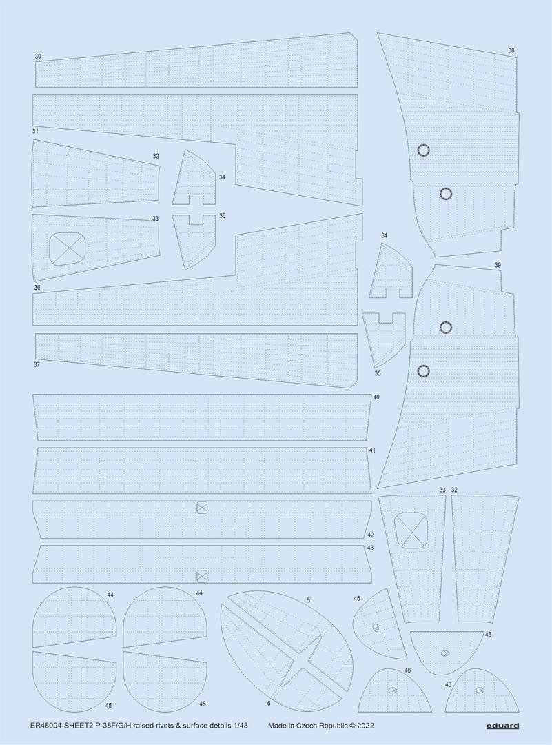 Eduard ER48004 P-38F/ G/H rivets en relief et détails de surface TAMIYA 1/48 – image 2