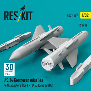 RESKIT RS32-0607 AS.34 Kormoran missiles with adapters (2 pcs) (for F-104G, Tornado IDS) (3D Printed) 1/32