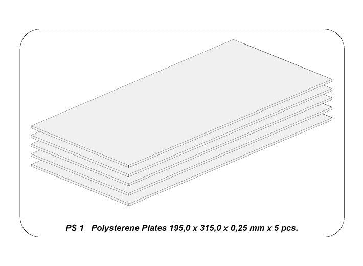 Aber PS-1 White polystyrene plates 195 x 315 x 0.25 mm x 5 pcs. – image 2